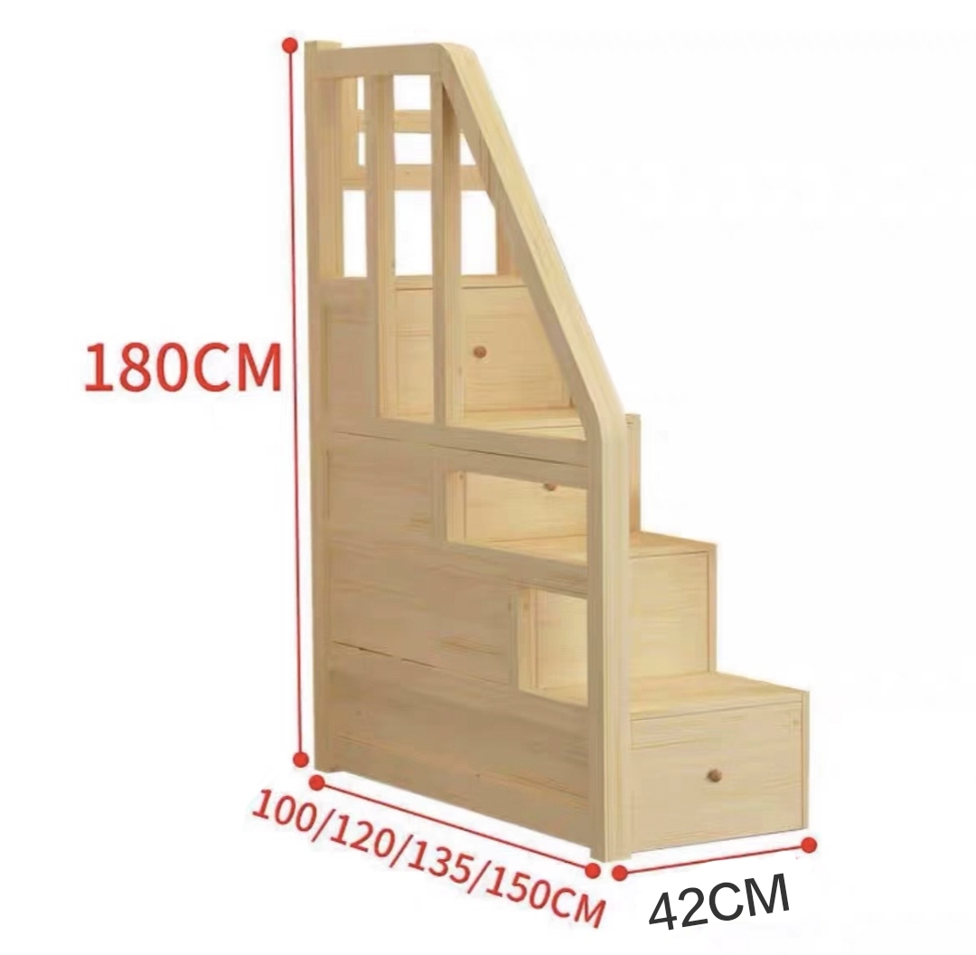 Stylish Natural Wood Bed Staircase