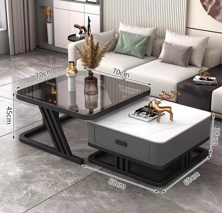 Square 2 Piece Coffee Table with 1 Drawer