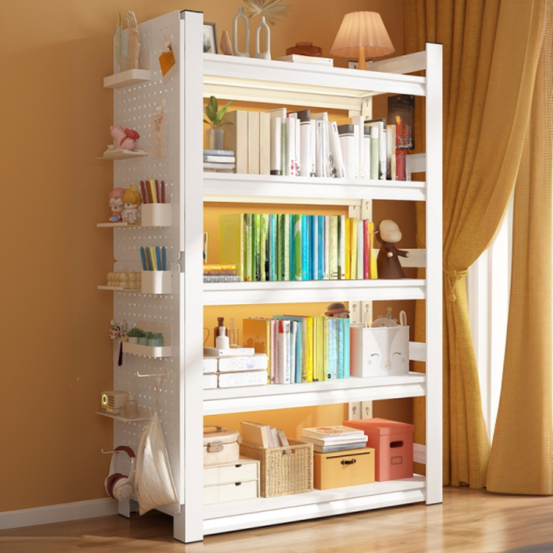 White Trendy Fireproof Cabinet Storage Shelf Rack with Shelves, Wire Frame, and Vertical Installation
