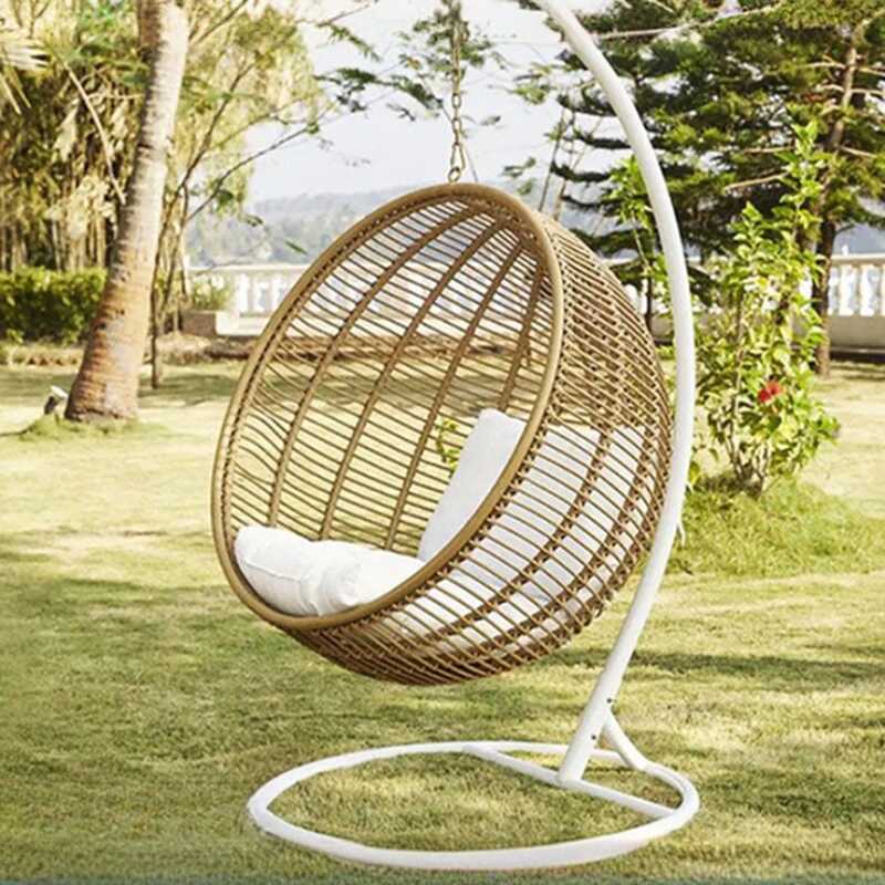 Unfinished Colour Climate-resistant Metal Porch Swing with Cushions, Chain, and Stand