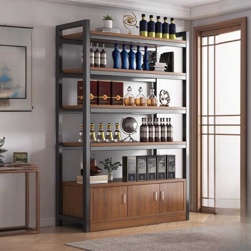 Unfixed Liquor Bottle Rack with Shelf and Doors