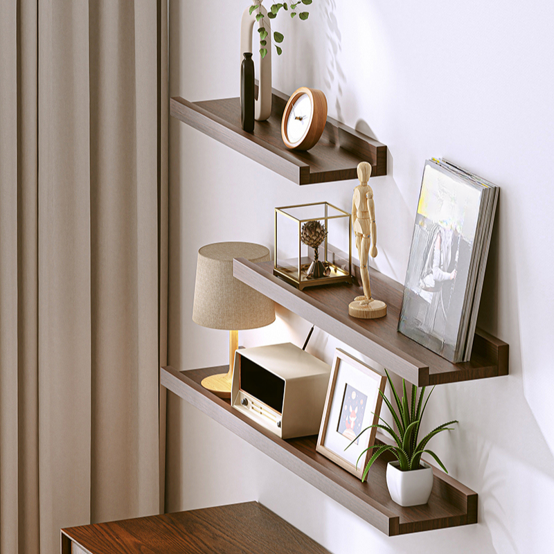 Trendy Solid Wood Wall-fixed Cabinet Storage Shelf Rack