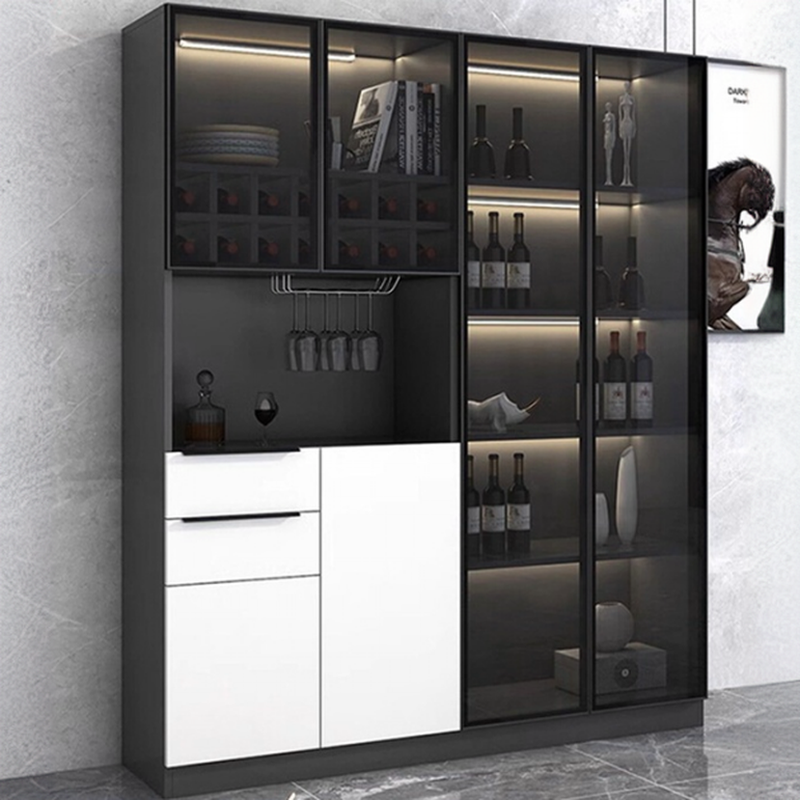 Unfixed Wine Bottle & Glass Rack with Shelf and Compartment