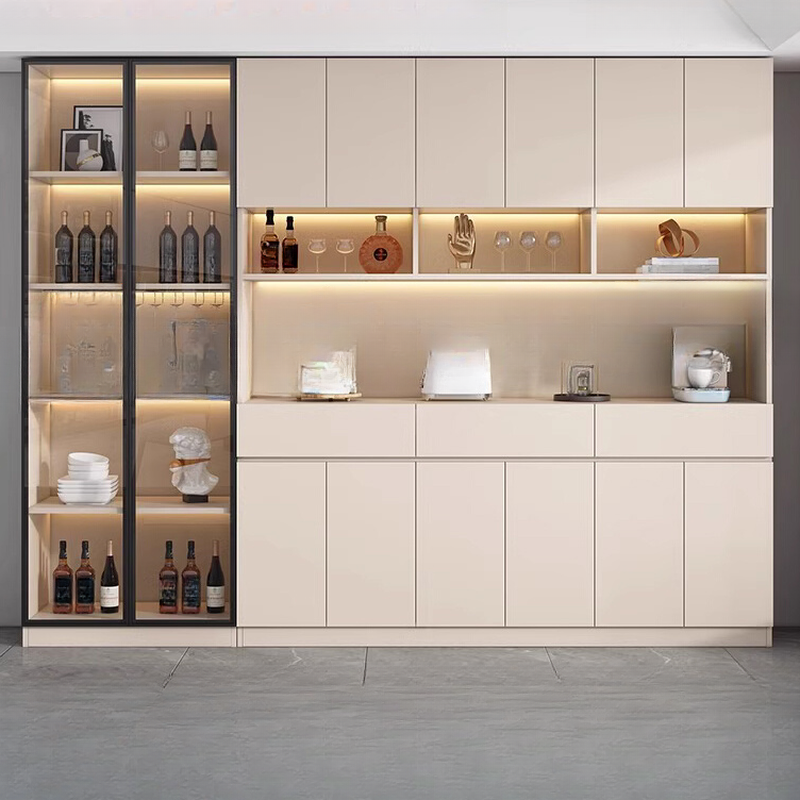 Unfixed Wine Bottle Display/Wine Storage Units with Shelf, Compartment, and Glass Doors