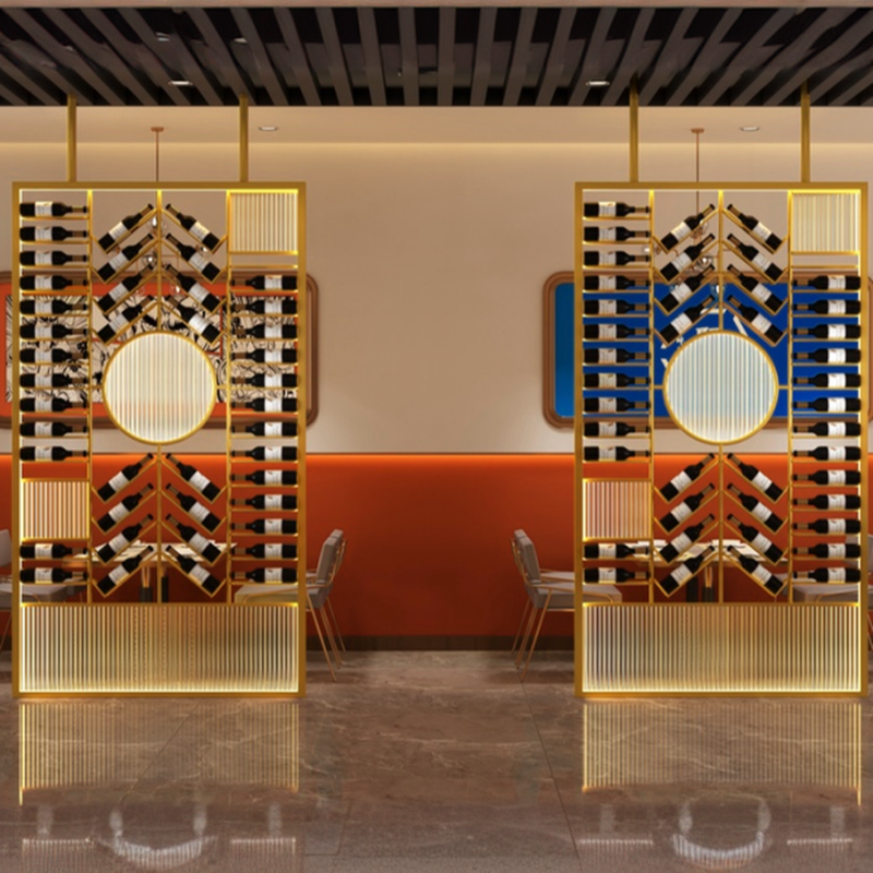 Trendy Metal Unfixed Liquor Bottle Rack with Open Wine Rack and Lighting