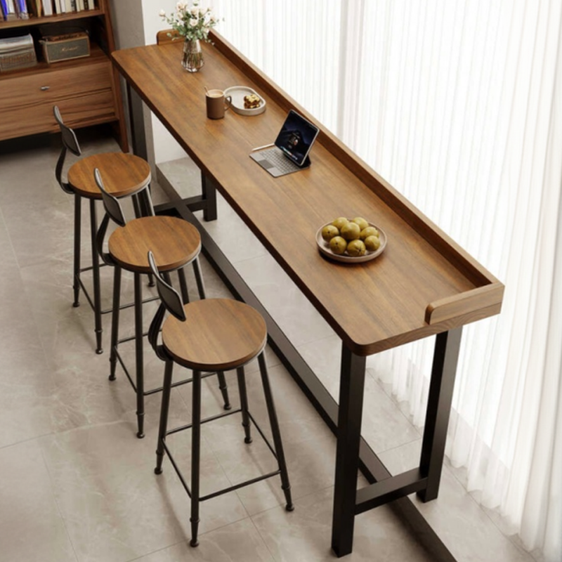 Hardwood Cocoa Pub Table with Foot Platform