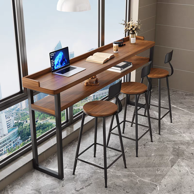 Fixed Design Pub Table with Sled Base in Cocoa