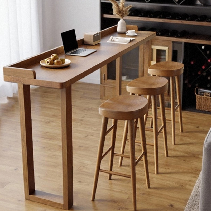 Fixed Design Pub Table with Sled Base, Hardwood Cocoa Finish