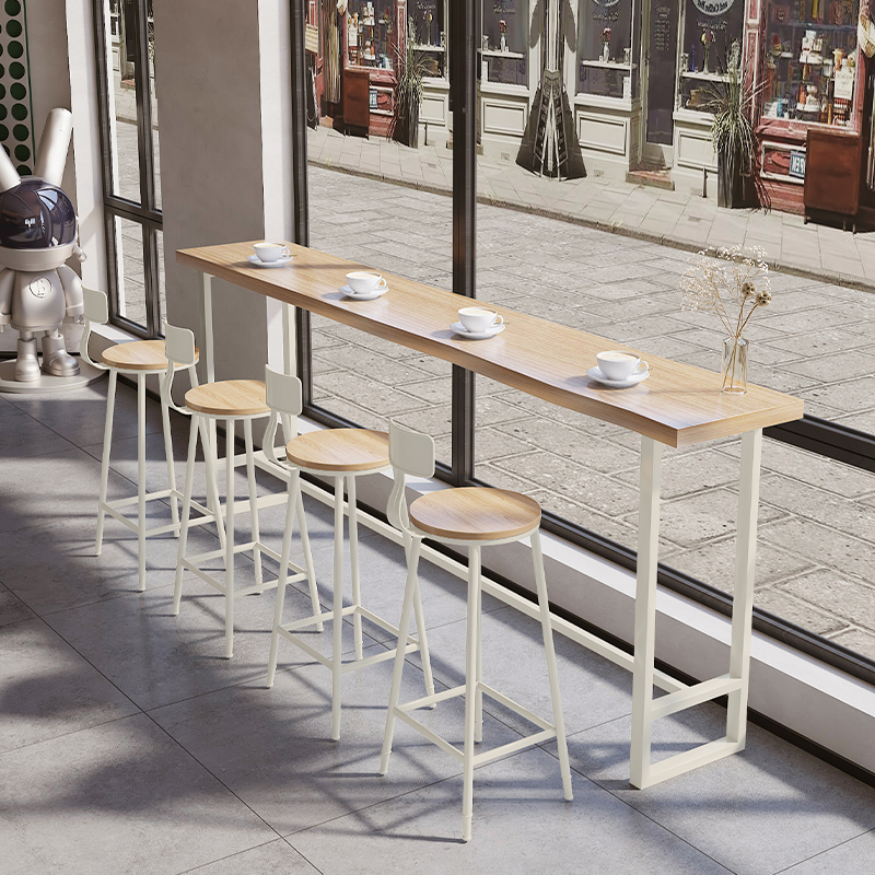 Fixed Design Pub Table with Hardwood and Foot Platform