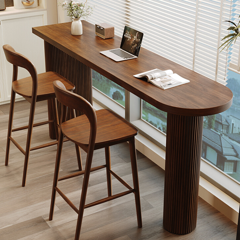 Modern Pub Table with Twin Support, Cocoa Rectangle Top