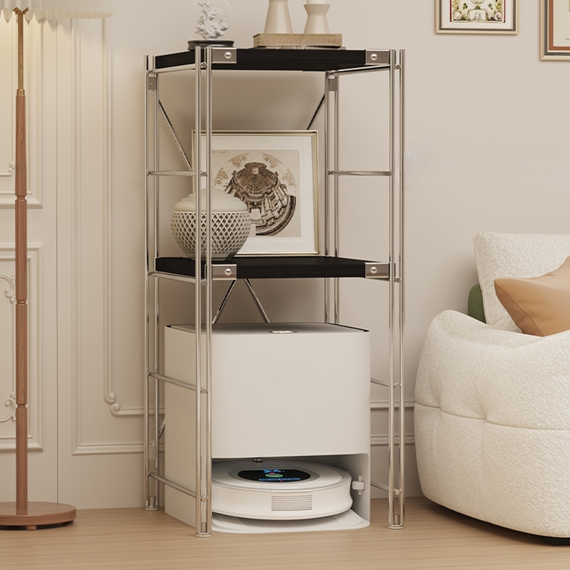 Metallic Trendy Swivel Cabinet Storage Shelf Rack