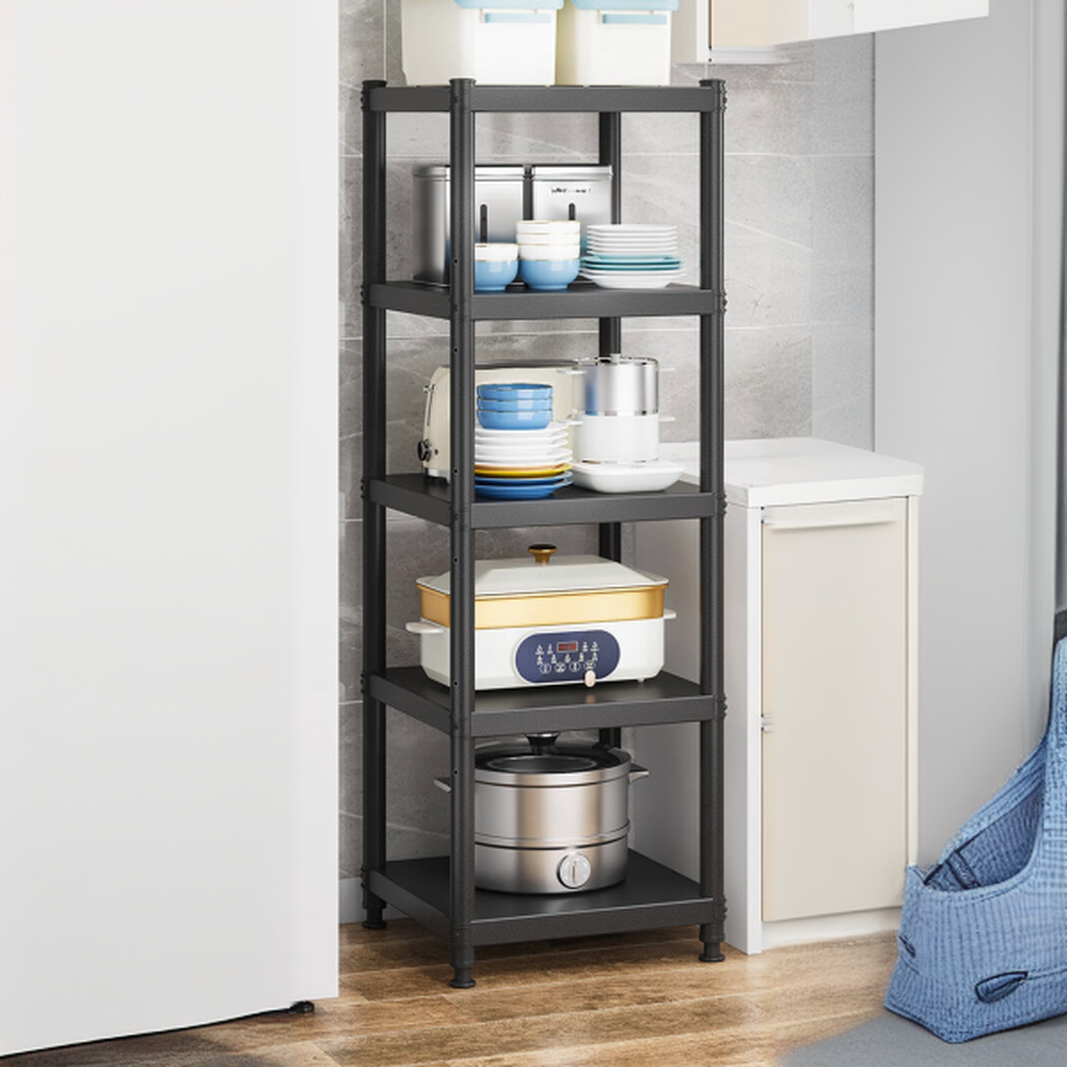 Ink Trendy Cabinet Storage Shelf Rack with 5 Floating Shelves/4 Shelves, Metal Frame, Vertical Installation