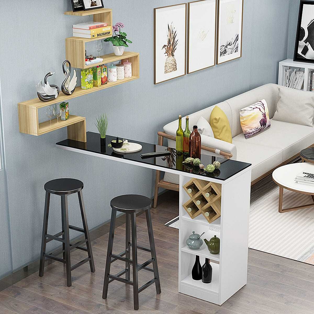 Pub Table with Vitreous Top, Immobile Pedestal Base, and Midnight Black Finish