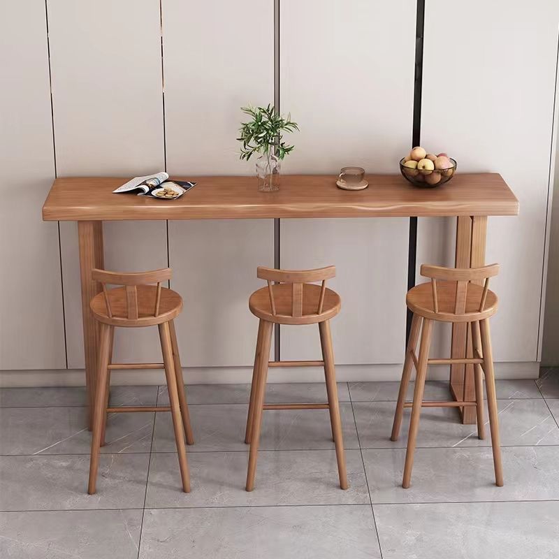 Modern Timber Pub Table with Sled Base and Unfinished Colour Rectangle Top