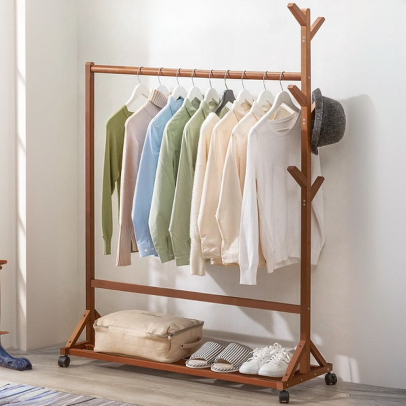 Minimalist Free Standing Hall Tree with Locker, 1 Shelf, and 6 Hooks