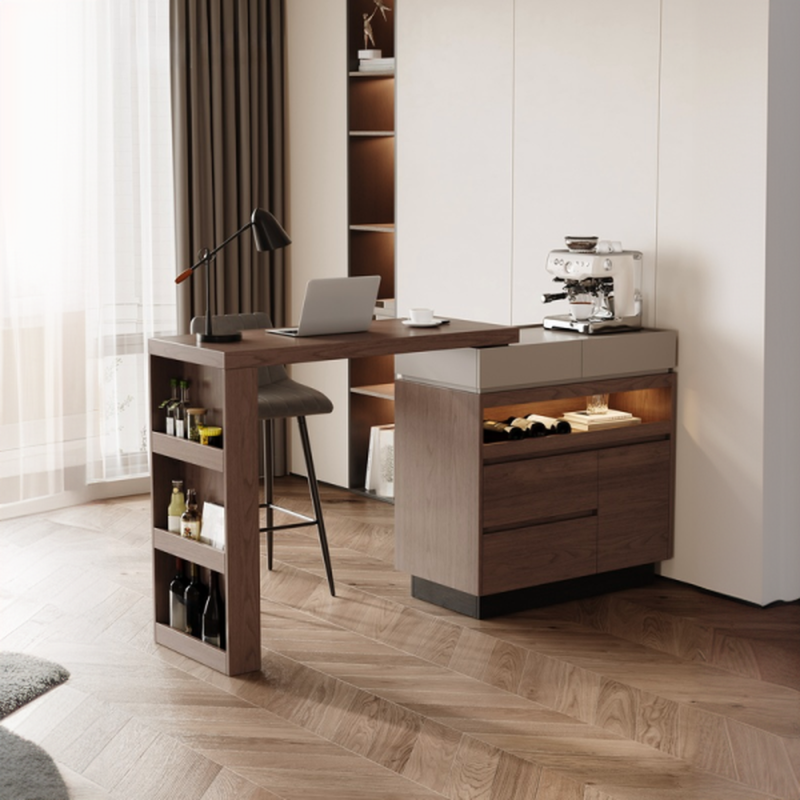 Transformer Table with Immobile Pedestal Base in Cocoa and Gateleg Feature