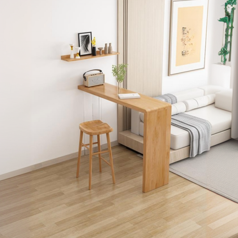 Modern Pub Table with Pine Wood Top and Twin Support Base in Unfinished Colour Rectangle