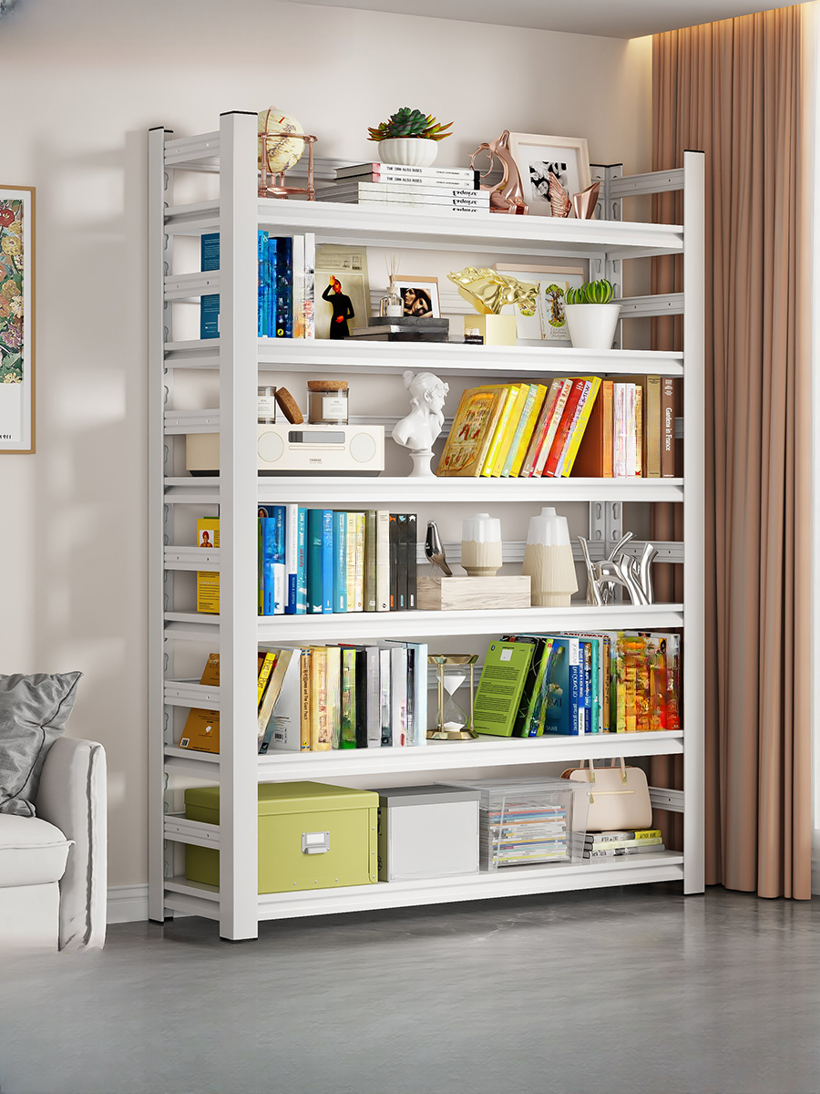 White Trendy Steel Vertical Cabinet Storage Shelf Rack with Solid Shelves