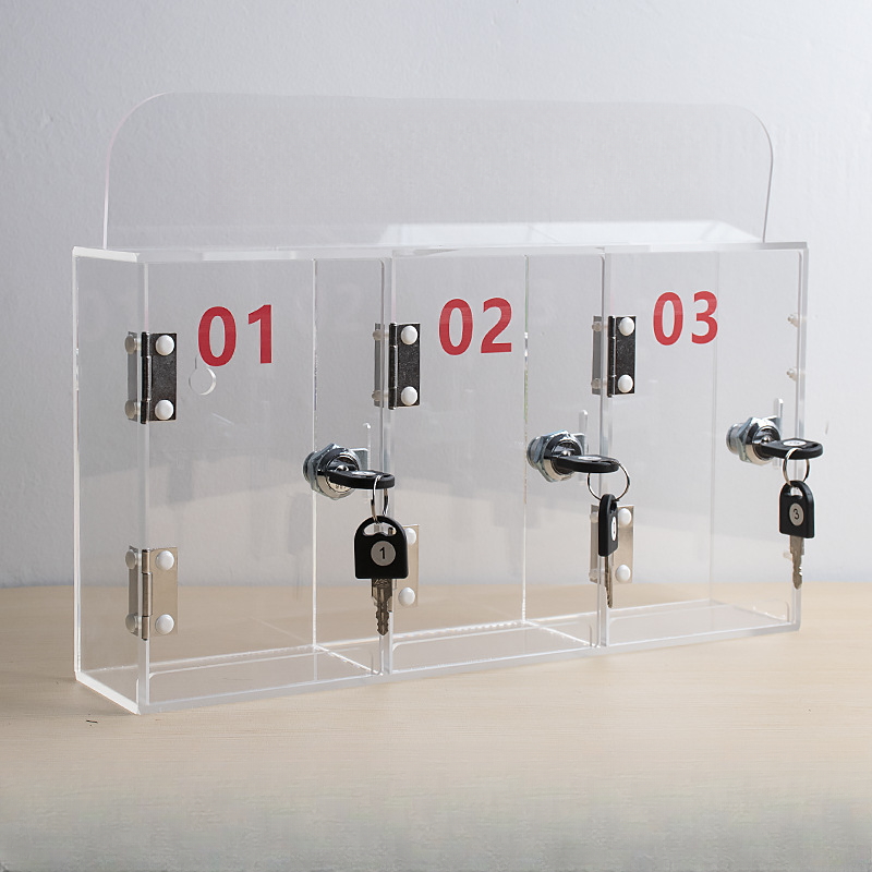 Clear PMMA 2-Tier Cell Phone Lockers with Key Locking, Clear Doors, Six Compartments, 3-Wide