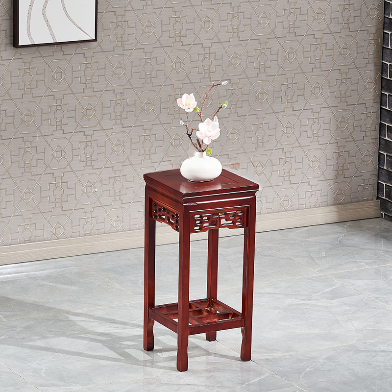 Contemporary Square Plant Stand Table with Oak Wood Top for Ground Installation