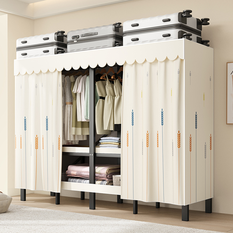 Art Deco Alloy Cabinet Armoire with Interior Shelves and Hanging Rod