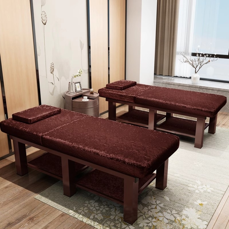 Massage Bed with Metal Base, Multi-levelled Height, Rectangular Top, and Trestle Base