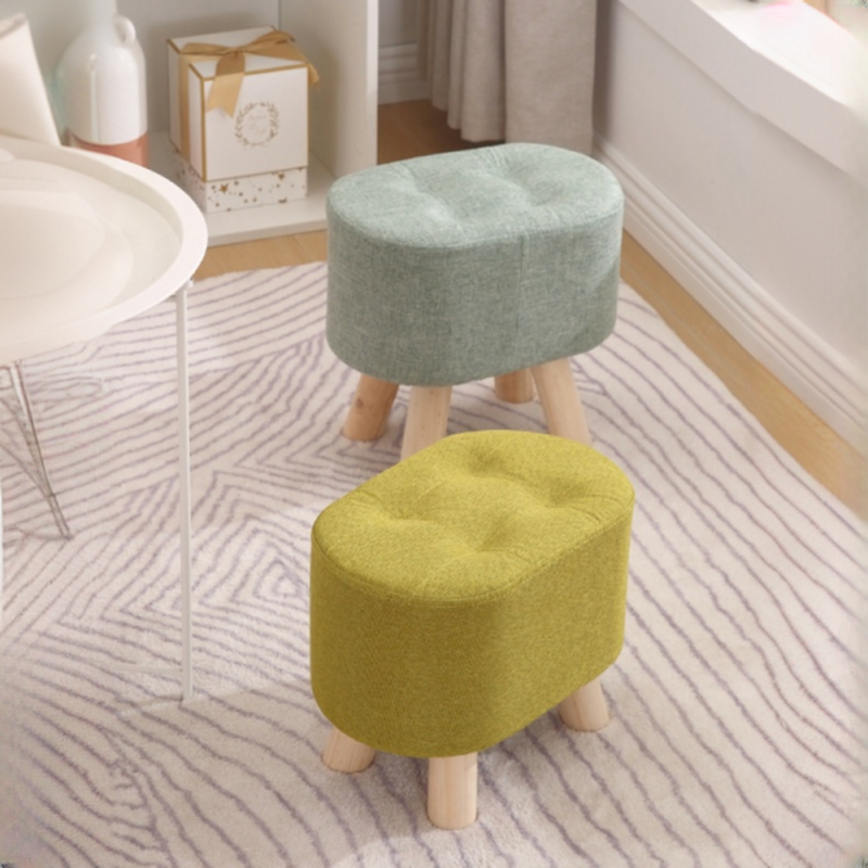 Casual Oblong Solid Colour Standard Ottoman with Timber Frame, Removable Cushion Cover, and Decorative-stitched Tufting