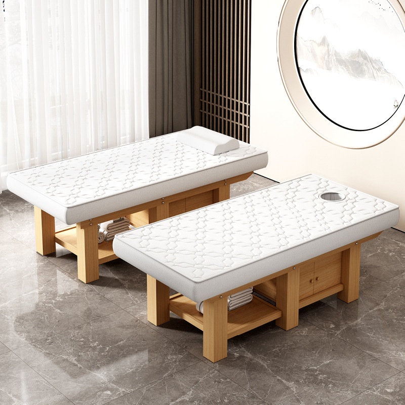 Fixed Height Massage Bed with Lumber Rectangular Trestle Base