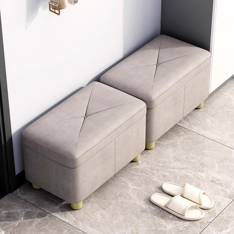 Casual Rectangular/Square Solid Colour Storage Ottoman with Timber Frame and Flip Top