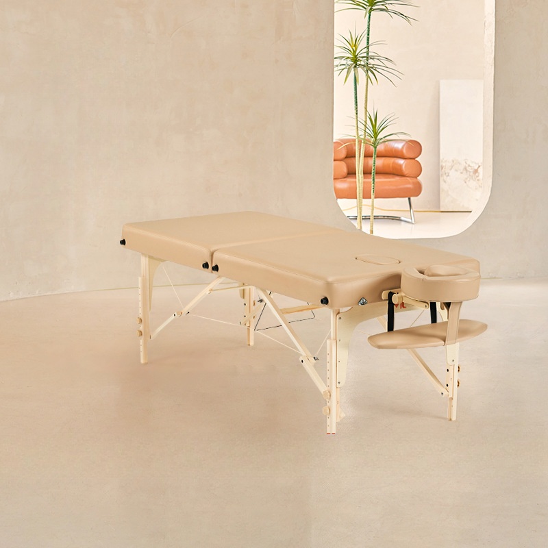 Handy Stackable Lightweight Metal Massage Bed with Multi-levelled Split Curved Base and 1 Chair