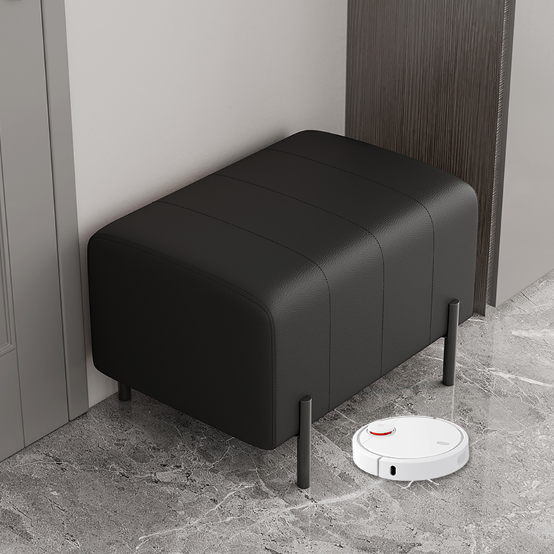 Casual Rectangular Solid Colour Standard Ottoman in Ink with Sponge Seat