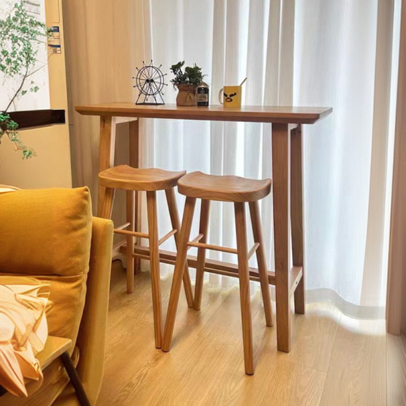 Modern Trestle Base Pub Table with 60/54/48 inches Lengths for 2/6/4, Unfinished Colour, Rectangle Shape with Foot Platform