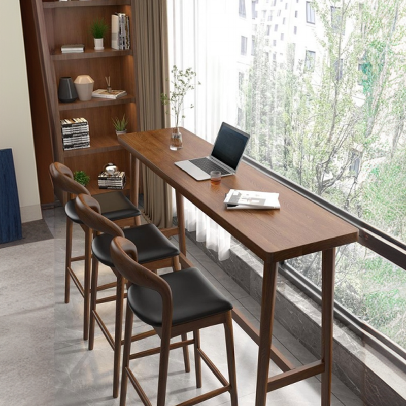 Pub Table with Hardwood Top for 4/6, Cocoa Colour with Foot Platform