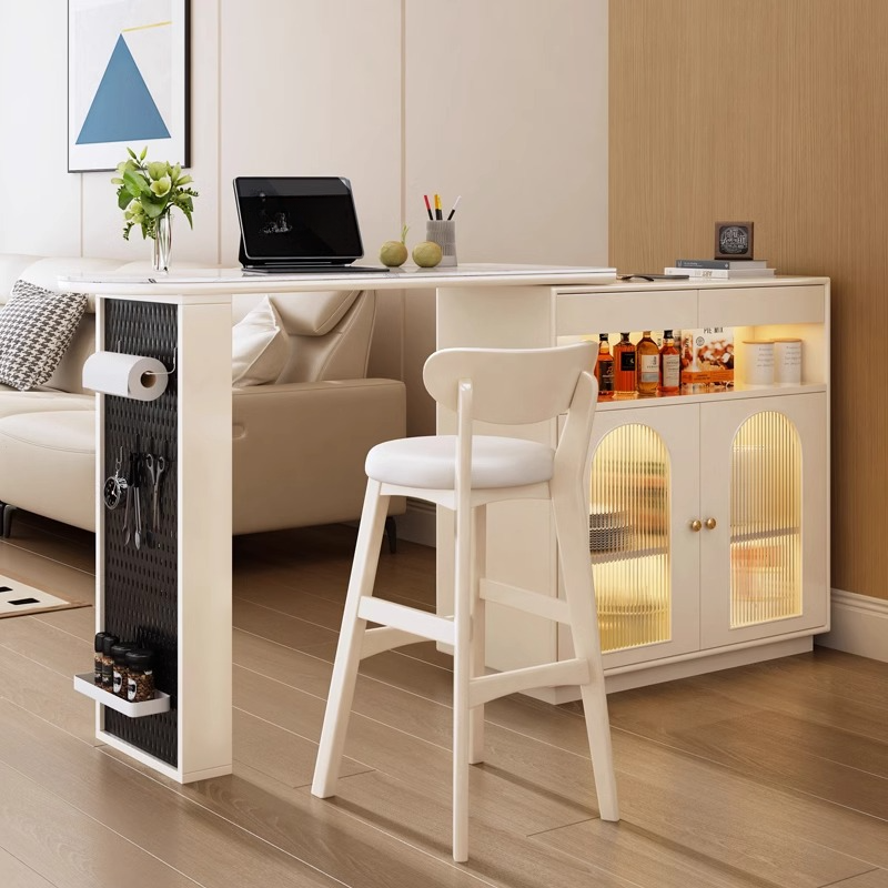 Quartz Transformer Table with Immobile Pedestal and Gateleg Free Form Design