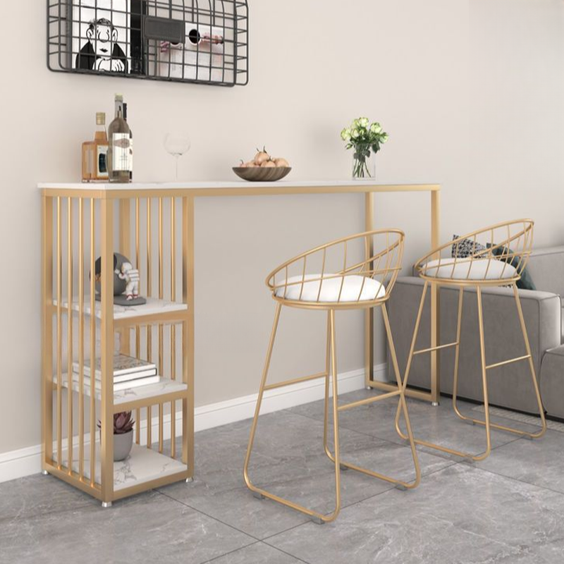 Modern Pub Table with Engineered Wood Top, Twin Support Base, Midnight Black/Chalk Colour, Stockroom Storage, and Rectangular Shape