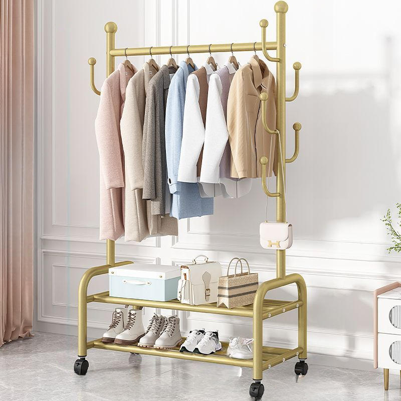 Simplistic Hall Rack with 2 Shelves, Alloy Frame, Accessible Storage, and Metal Hook