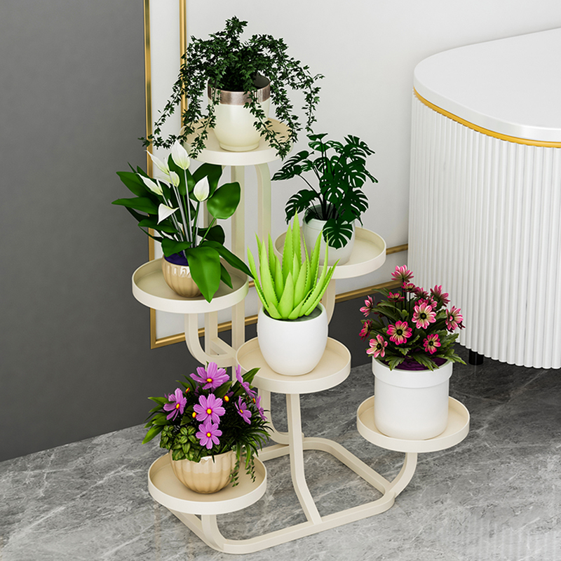 Orbicular Multi-Level Steel Plant Shelf