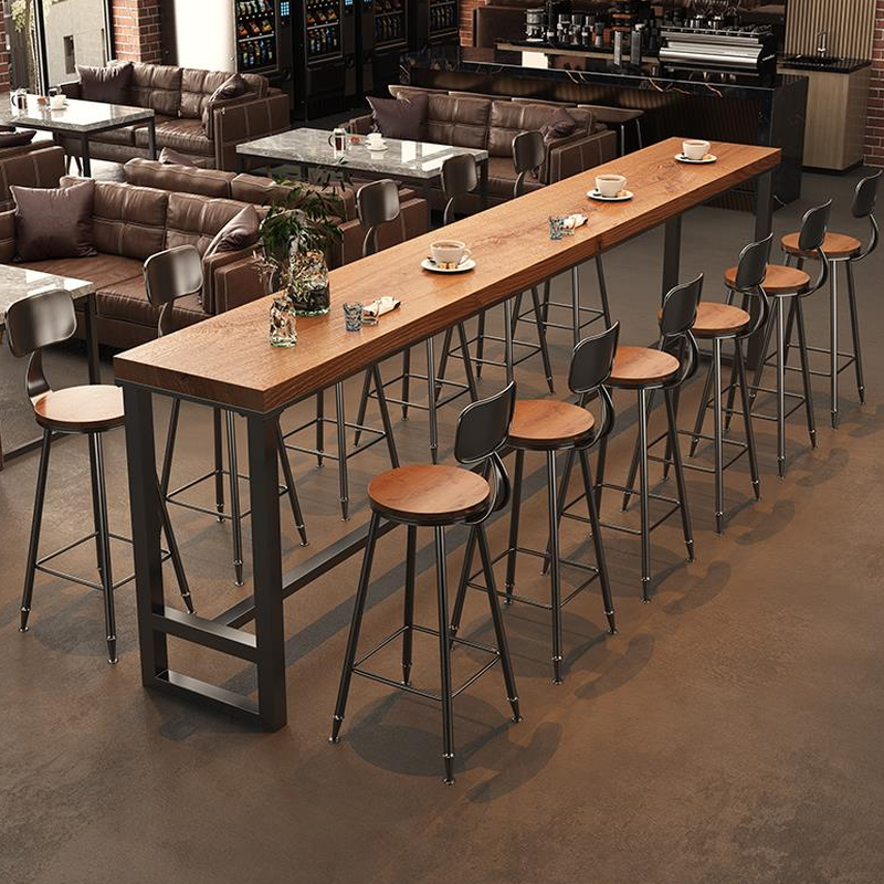 Tan Pub Table with Foot Platform and Leg Options