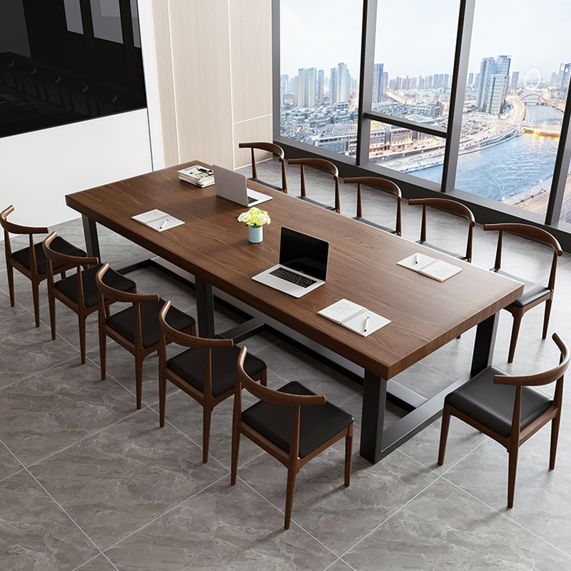 Auburn Modern Conference Table with Rectangular Top, Seats 12/10/8, Solid Wood Tabletop