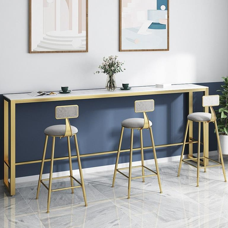 Glamorous Bar Table with Marble Top and Foot Platform