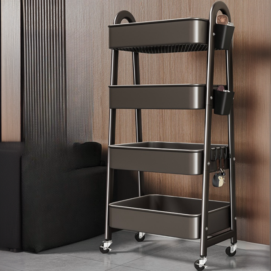 Trendy Multi-Tier Cabinet Storage Shelf Rack with Hooks