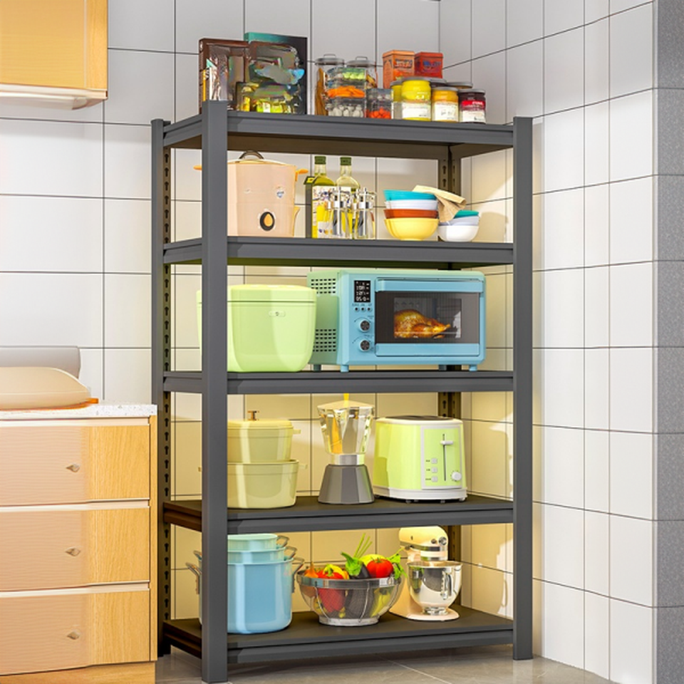 Trendy 5 Tiers/4 Tiers/3 Tiers Steel Cabinet Storage Shelf Rack with 5 Floating Shelves/4 Shelves/3 Shelves, Vertical Installation