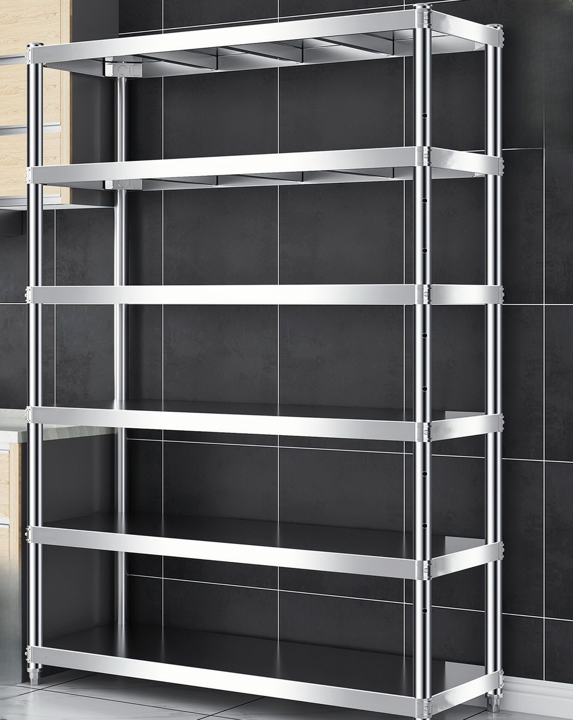 Metallic Trendy 6 Tiers Cabinet Storage Shelf Rack with 6 Floating Shelves