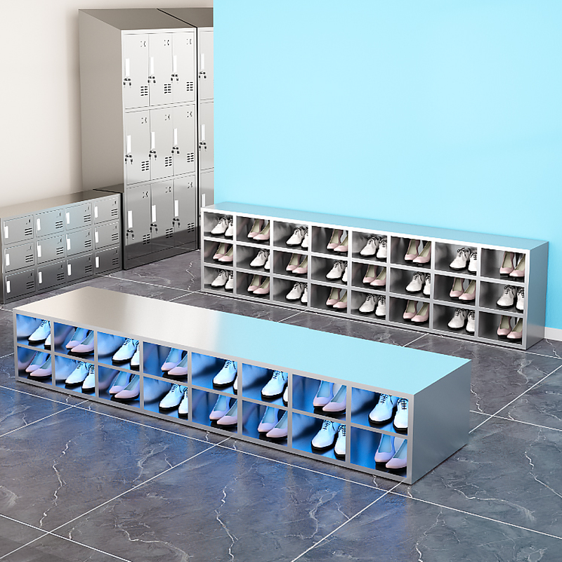 Metallic Stainless Steel 3 Tiers/2-layer Employee Lockers with Installation Required and Partial Assembly, Includes Shoe Storage and Open Face/Ventilated Door