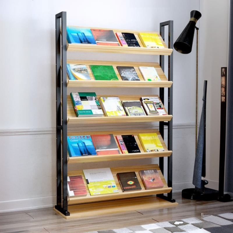 White/Light Brown/Natural Finish Timber Magazine Stand with Shelves, 15 in & Above Length, 10 in & Above Height, Detached