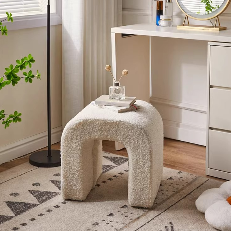 Modern Simple Style Rectangular Solid Colour Standard Ottoman in Ink/Light Gray/Light Brown with Timber Frame