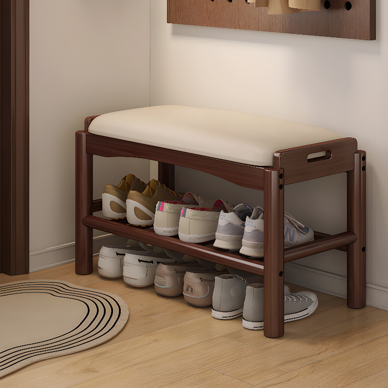 Modern Simple Style Rectangular Solid Colour Storage Ottoman with Artificial Leather in White/Auburn and Container Storage