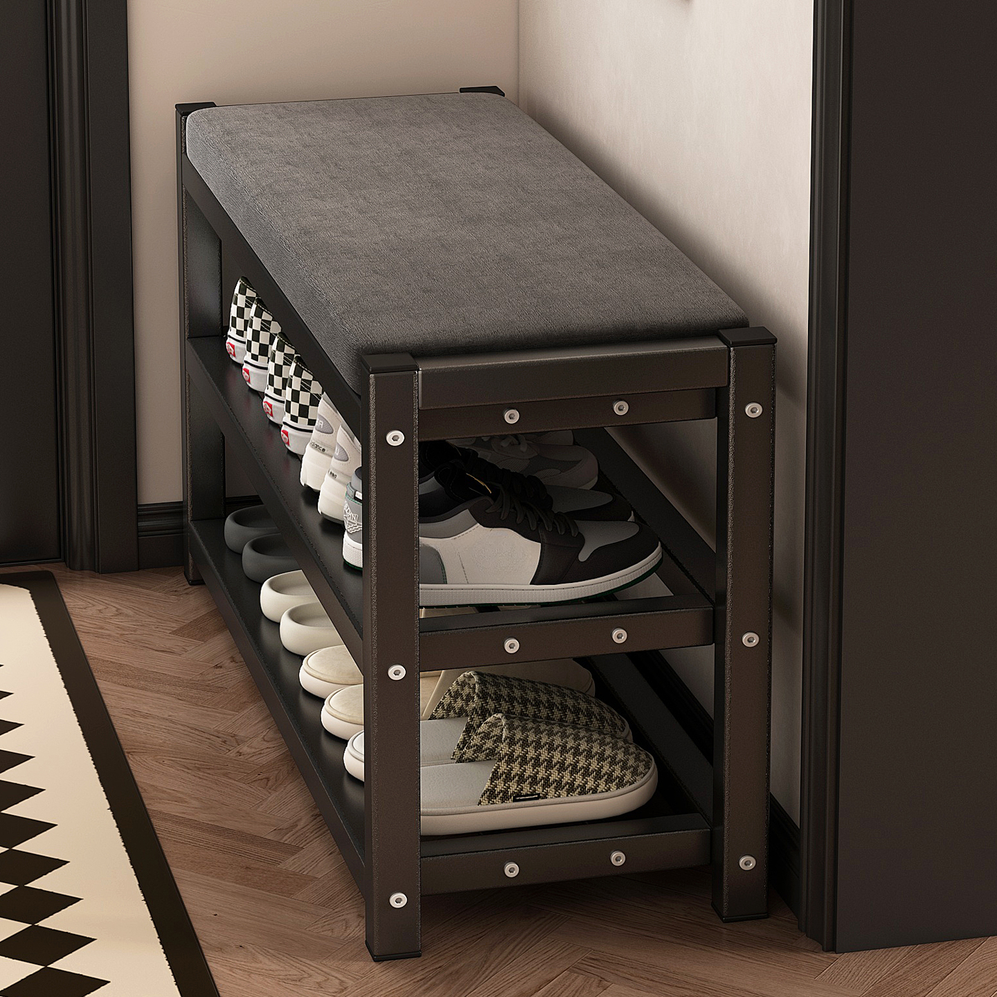 Modish Solid Colour Rectangle Pu Leather/Flannel Storage Ottoman with Container