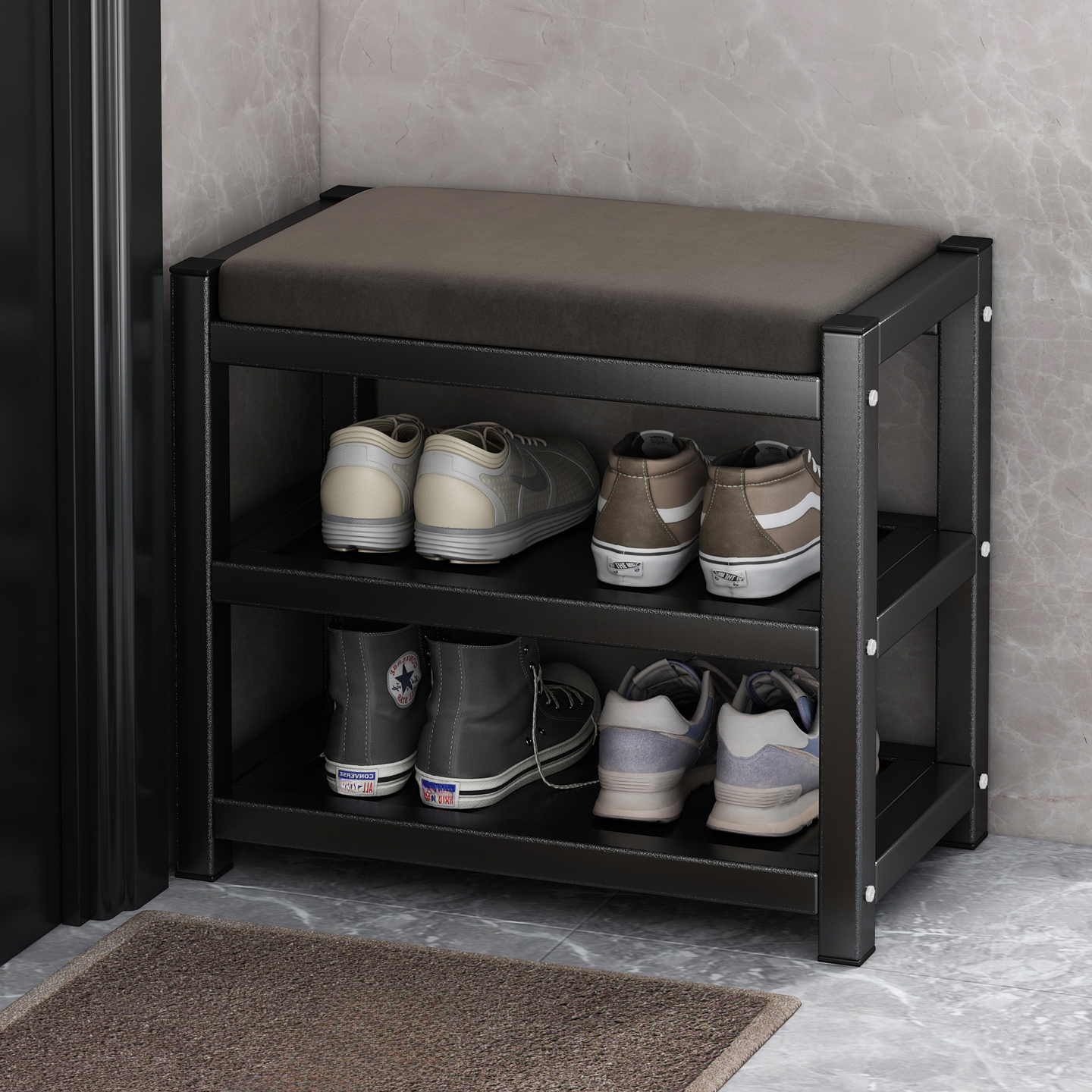 Modern Simple Style Rectangular Solid Colour Standard Ottoman in Artificial Leather/Flannel with Storage Container