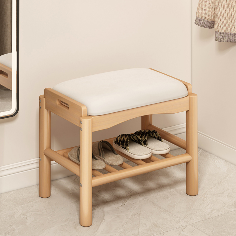 Modern Simple Style Rectangular Solid Colour Standard Ottoman with Artificial Leather Upholstery in White/Light Brown and Container Storage